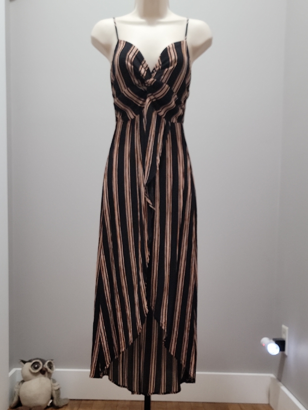 Striped Summer Maxi Dress with Spaghetti Straps Sz S